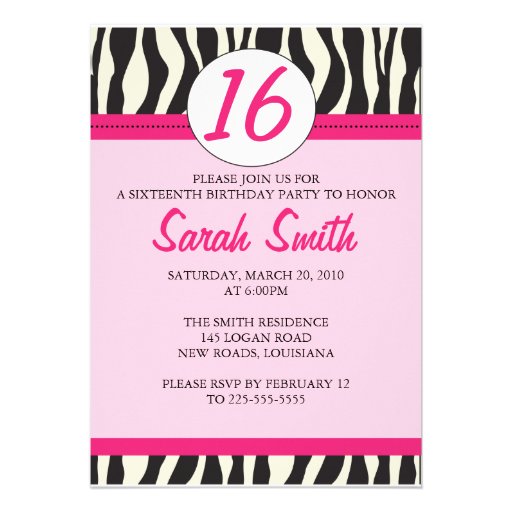 Zebra Birthday Custom Announcement