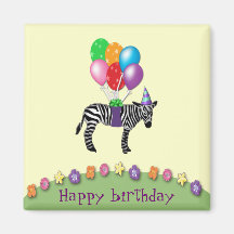 zebra birthday fridge magnets