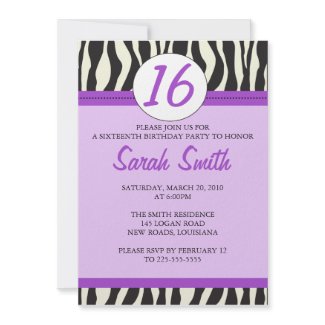 Zebra Birthday invitation