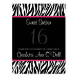 zebra; birthday invitation postcards