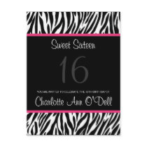 zebra; birthday invitation post cards