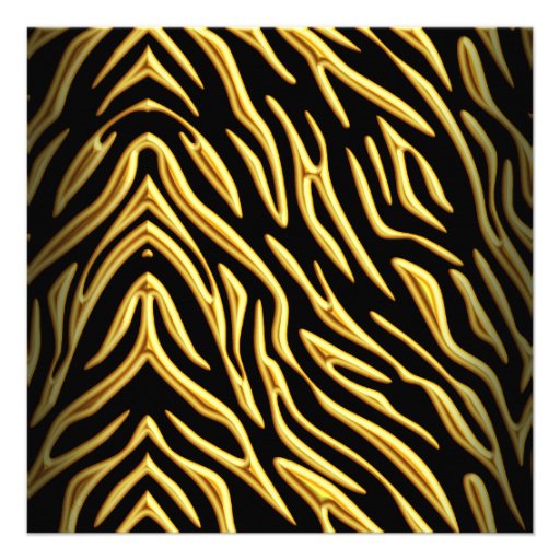 Zebra Birthday Party Gold Black Floral Personalized Announcements