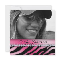 Zebra Birthday Party Pink Black Jewelry Custom Invite
