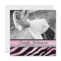 Zebra Birthday Party Pink Black Jewelry Custom Invitations