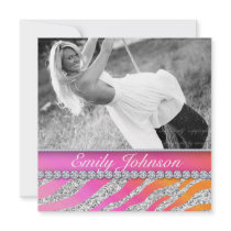 Zebra Birthday Party Pink Orange Jewelry Custom Invitation