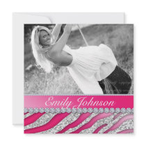 Zebra Birthday Party Red Pink Glitter Jewelry Custom Invitations
