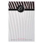 zebra; black monogram customized stationery