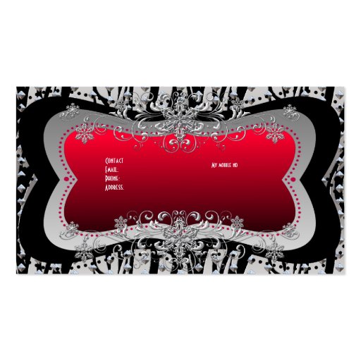 Zebra Black Red Silver Elegant Business Business Card (back side)