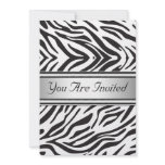 Zebra Black White Birthday Party Zebra Personalized Invites