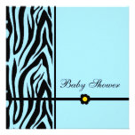 Zebra Blue-Baby Shower Boy invitations