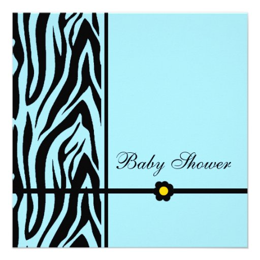 Zebra Blue-Baby Shower Boy Invitations