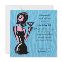 zebra blue; bachelorette personalized invite