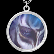 Zebra Blue Wearable Art Necklace necklaces