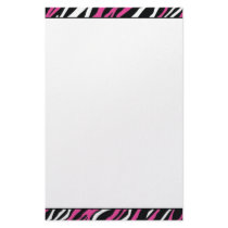 Zebra Border: Pink & White Stationery