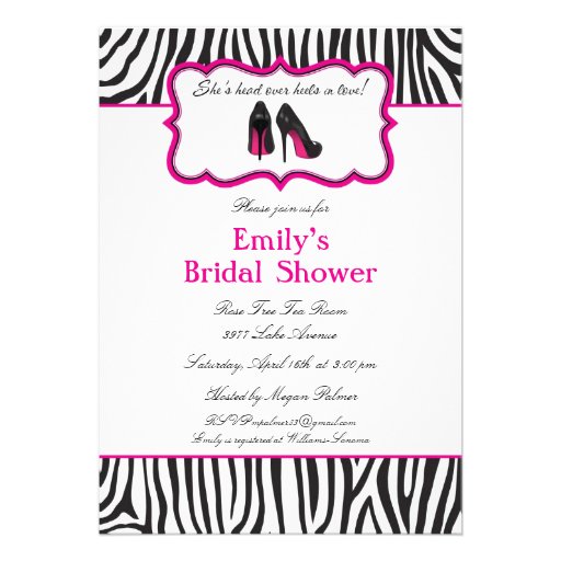Zebra Bridal Shower Invitations