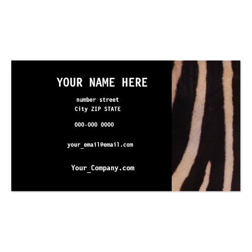 ZEBRA  Business  Card Business Card Template (front side)
