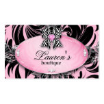 Zebra Business Card Jewelry Bow Pink Silver Swirls