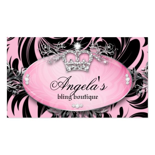 Zebra Business Card Jewelry Crown Pink (front side)