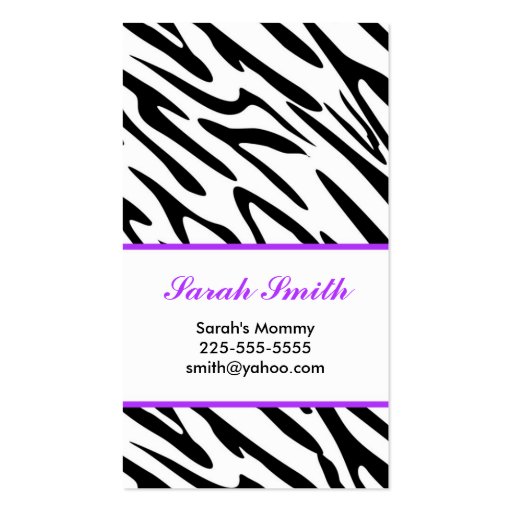 Zebra Business Cards (front side)