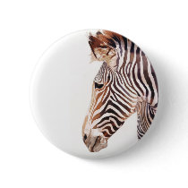 "Zebra Bust" Zebra Wildlife Watercolor buttons