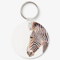 "Zebra Bust" Zebra Wildlife Watercolor keychains