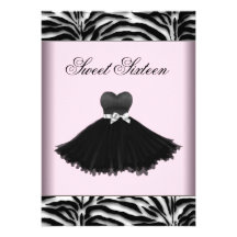 Zebra Chandelier Pink Zebra Sweet Sixteen Birthday Custom Invitations