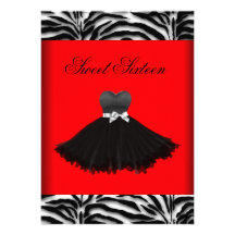 Zebra Chandelier Red Zebra Sweet Sixteen Birthday Invitation