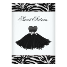 Zebra Chandelier Zebra Sweet Sixteen Birthday Custom Invitations