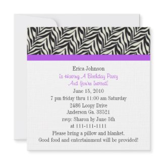 Zebra Crown Princess Party Invitation invitation