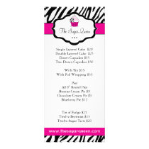 Zebra Cupcake Bakery Price List Personalized Rack Card