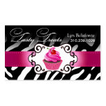 Zebra Cupcake Frame "Tasty Treats" fuschia Business Cards