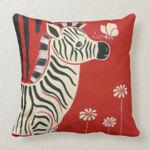 Zebra, Daisies & Butterfly Pillow
