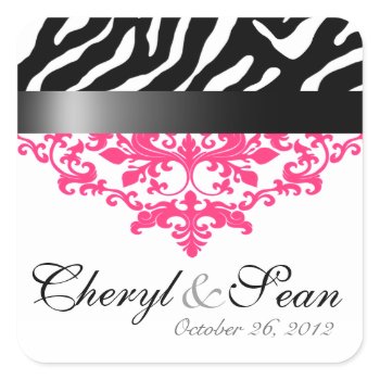 Zebra Damask Save the Date Sticker sticker
