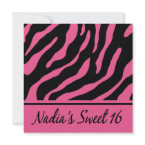 Zebra Deluxe Sweet 16 (hot pink) Custom Announcement