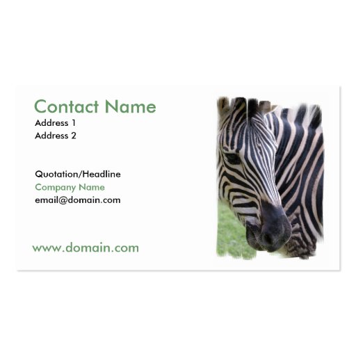 Zebra Design on a Business Card (front side)