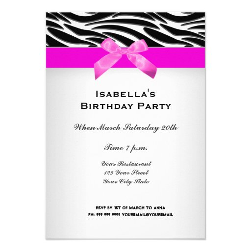 Zebra Event Invitation Pink