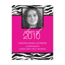 Zebra Fabulous 2010 Graduation Announcement Postcards