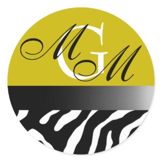 Zebra Fabulous Monogram Party Sticker sticker