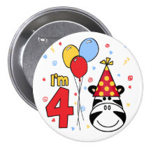 Zebra Face  4th Birthday Buttons