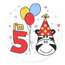 Zebra Face  5th Birthday stickers