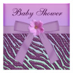 Zebra, Flowers Purple Animals Print Baby Shower Announcement