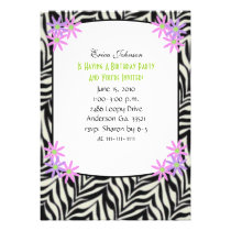 Zebra Framed Party Invitation invitations
