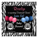 Zebra Fraternal Twins Baby Shower Invitation