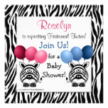 Zebra Fraternal Twins Baby Shower Invitation