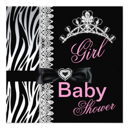 Zebra Girl Baby Shower Princess Tiara Personalized Invitation