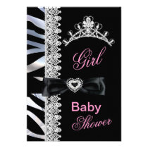 Zebra Girl Baby Shower Princess Tiara invitations