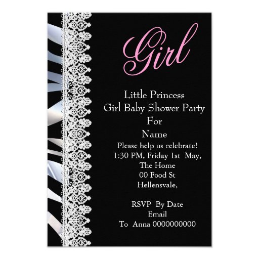 Zebra Girl Baby Shower Princess Tiara Personalized Announcement
