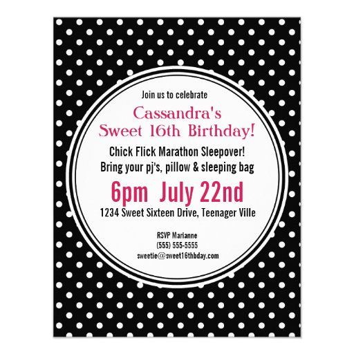 Zebra Glitter and Polkadots Photo Sweet 16 Pink Invitation