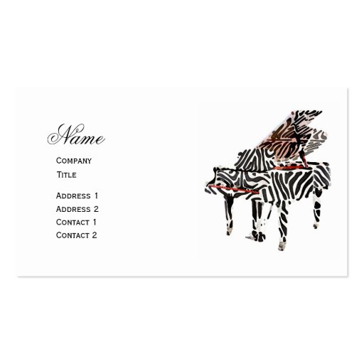 Zebra Grand Piano ~ Business Card (front side)