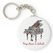 Zebra Grand Piano ~ Keychain
